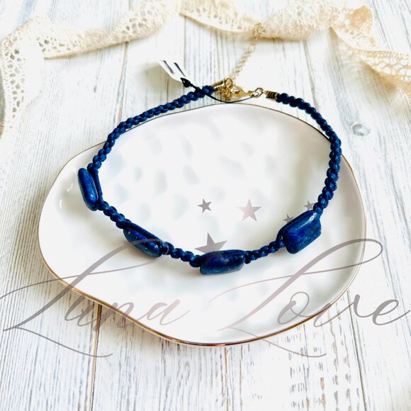 FREE PEOPLE Sweet Carolina Choker In Blue Lapis NWT - Picture 3 of 6